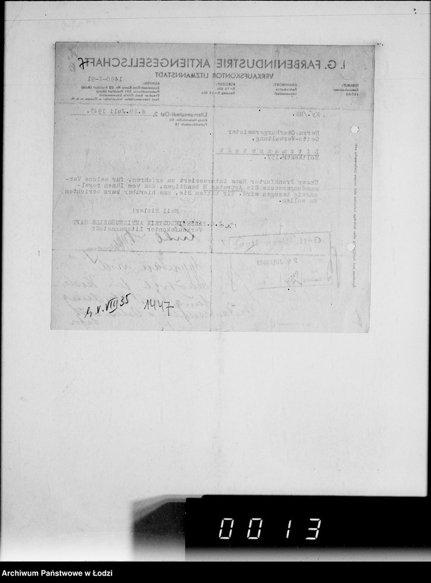 Obraz 11 z jednostki "[Korespondencja firm niemieckich oferujących dostawę środków chemicznych, farb, maszyn wiertniczych, tokarek i innych urządzeń oraz wapna dla zakładów produkcyjnych w Getcie].I-J-K."