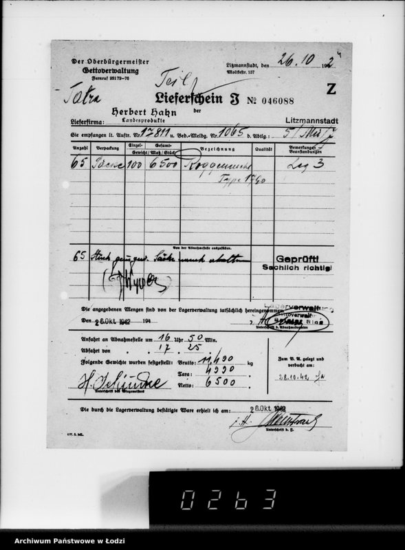 Obraz 8 z jednostki "Aufträge, [Lieferscheinen und Rechnungen] 17811-17860 [Dostawa żywności do Getta]"