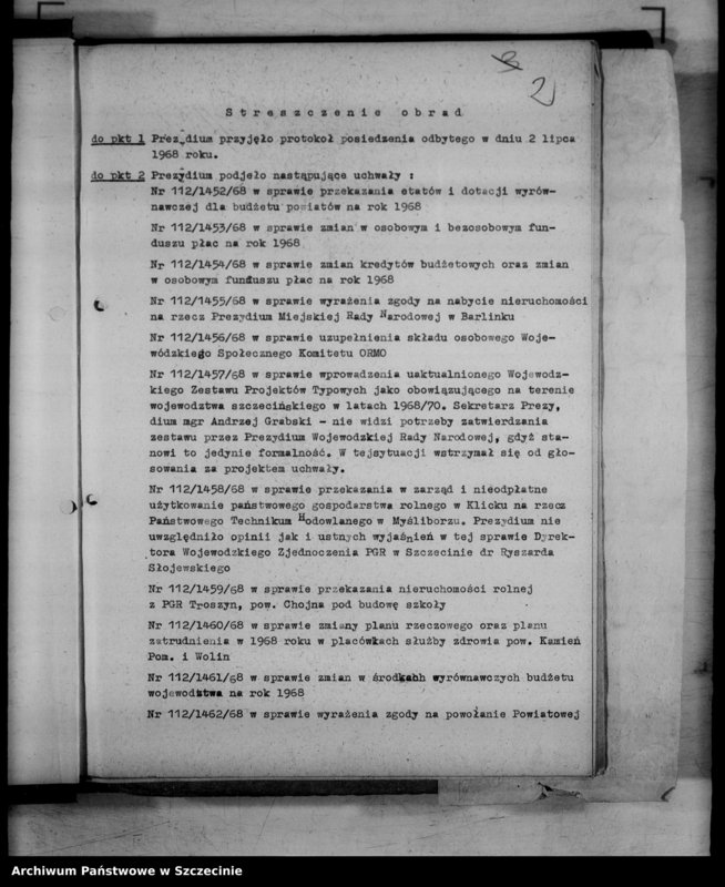 image.from.unit.number "Protokół posiedzenia Prezydium Wojewódzkiej Rady Narodowej  nr 112, miesiąc lipiec"