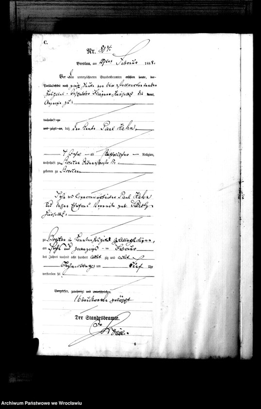 image.from.unit.number "Sterbe-Haupt-Register Breslau I 1888 Band 3"