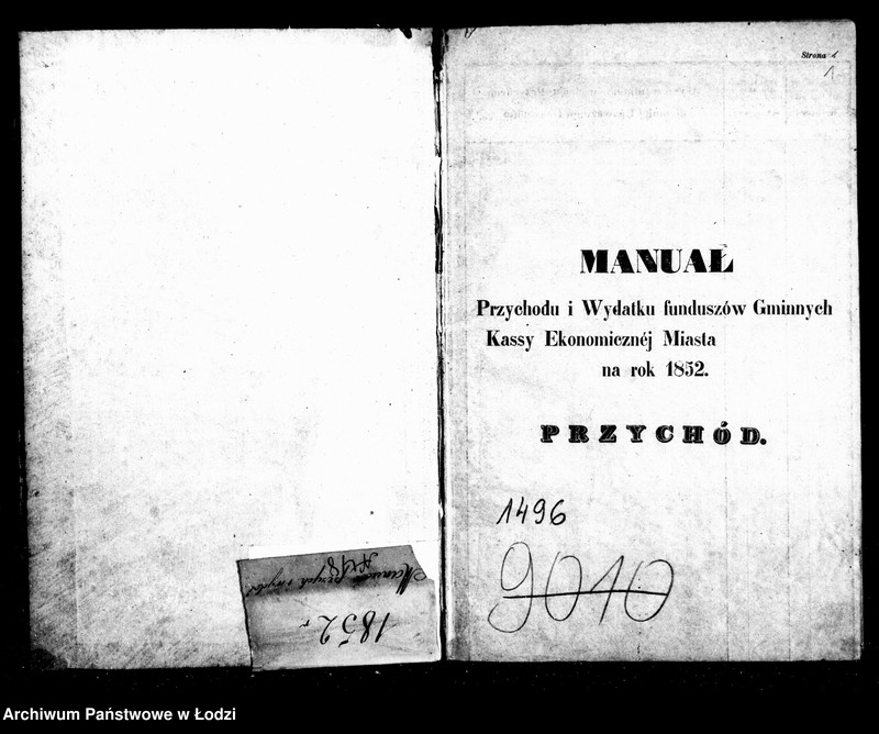 Obraz 5 z jednostki "Manuał przychodu i wydatku kasy ekonomicznej m. Łodzi na rok 1852"