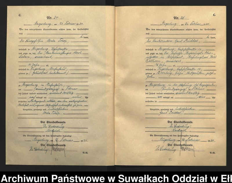 image.from.unit.number "C2. Sterbe - Register (Neben - Register) Standesamt Angerburg Ostpr. einschl. der Standesamtsbezirk Gross Strengeln, Kehlen und Prinowen"