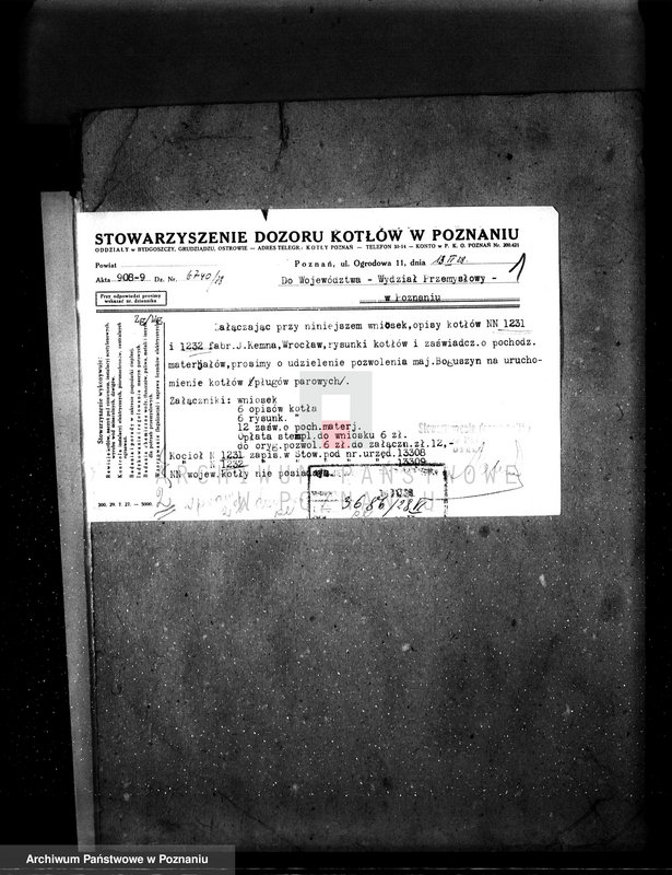 Obraz 5 z jednostki "Majętność Boguszyn pow. jarociński nr fabr. kotła 1232 nr woj. kotła 6120"