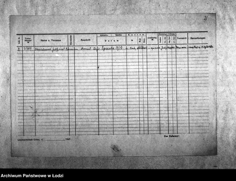 Obraz 5 z jednostki "[Odpisy dziennych list zgonów wysłanych do Wydziału Kart]"