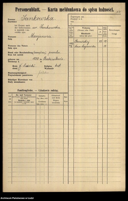 Obraz 19 z jednostki "[Spis ludności Łodzi] Samina-Sasin"