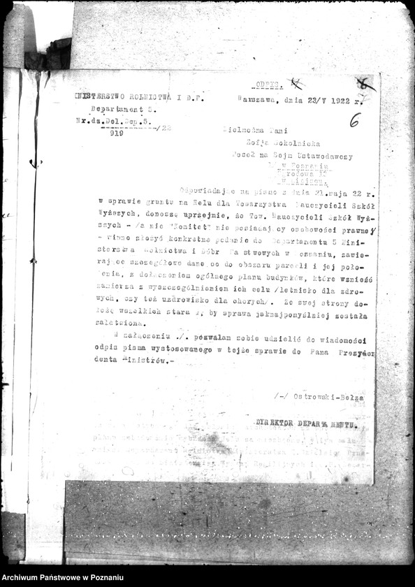 Obraz 10 z jednostki "Opcje, sprawy kolonizacyjne, przewłaszczenia, eksmisje kolonistów [organizacyjne i parcelacyjne]"