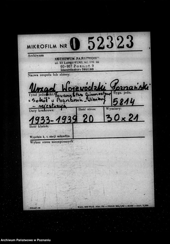 Obraz 2 z jednostki "/Towarzystwo Gimnastyczne Sokół w Poznaniu Winiary - rejestracja/"