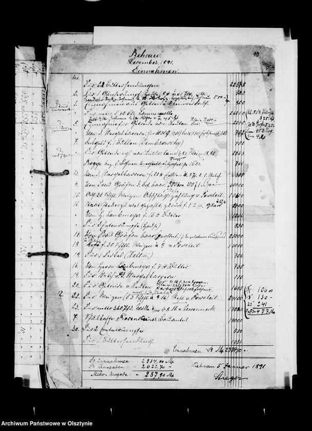image.from.unit.number "/Geldeinnahme u. Ausgabe u. a. Wirtschaftsakten des Anna v. Lehndorffschen Allodiaguts Rehsau mit Sandhof u. Carlswalde/"