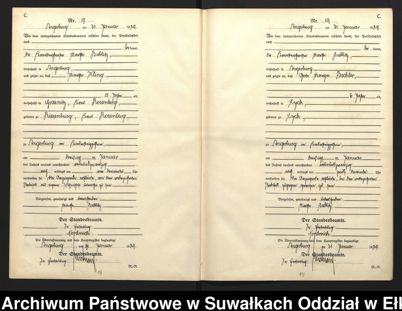 image.from.unit.number "C2. Sterbe = Register (Neben = Register) Standesamt Angerburg einschl. der Standesamtsbezirke Gross Strengeln, Kehlen und Prinowen]"