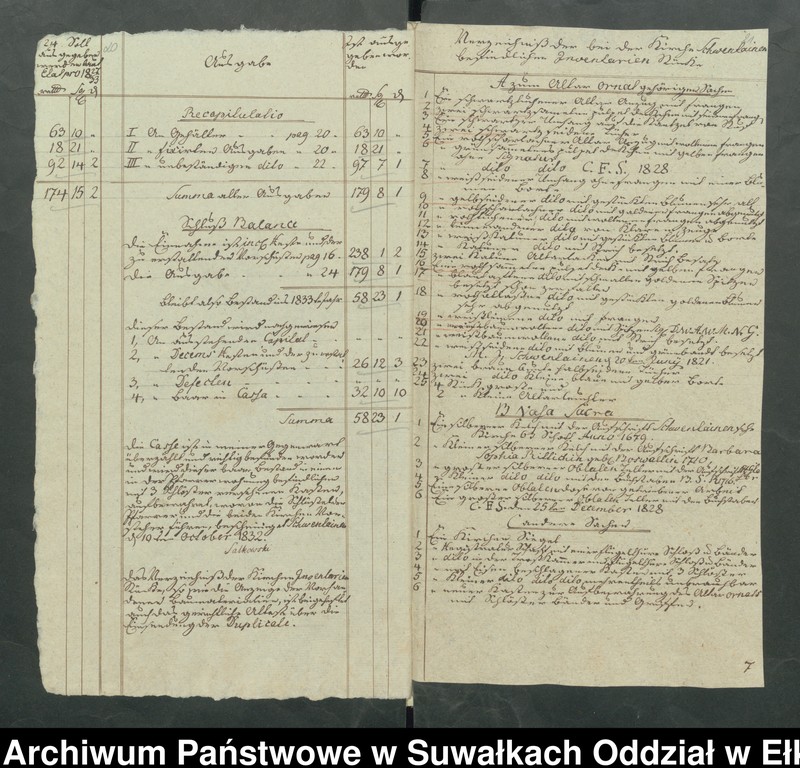 image.from.unit.number "Jahres Rechnung der Schwentainenschen Kirche über alle Einnahme und Ausgabe Geld von Michaelis 1831 bis dahin 1832."