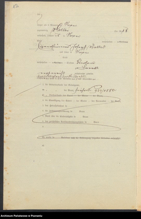 Obraz 14 z jednostki "[Dokumenty dostarczone przez narzeczonych do zawarcia związku małżeńskiego za 1902 rok. Tom XVI]"