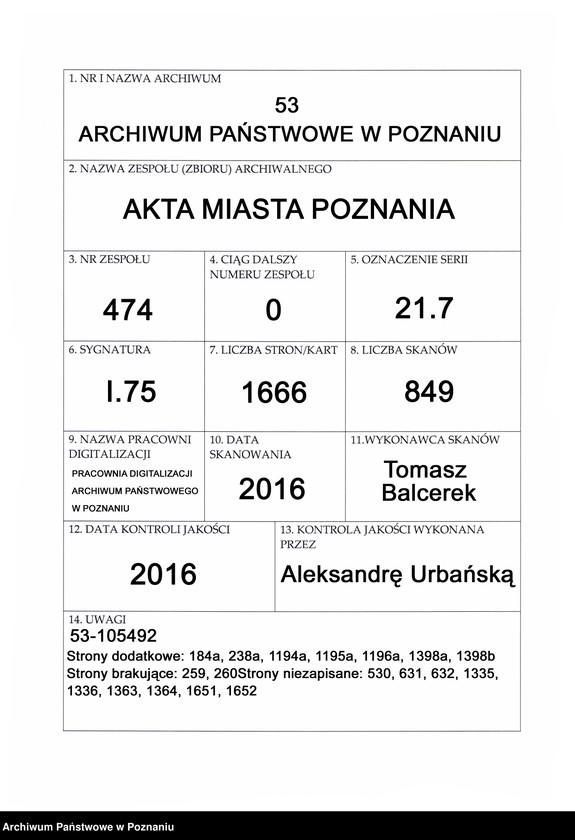 Obraz 1 z jednostki "Acta consularia spectabilis officii consularis civitatis Posnaniae."