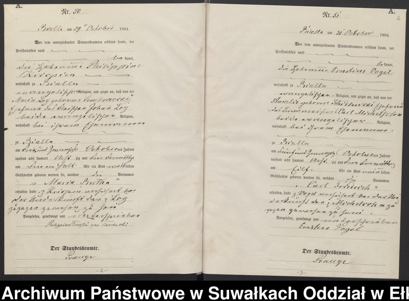 image.from.unit.number "[Geburts-Haupt-Register des Königlichen Preussischen Standes-Amtes Bialla Kreis Johannisburg]"