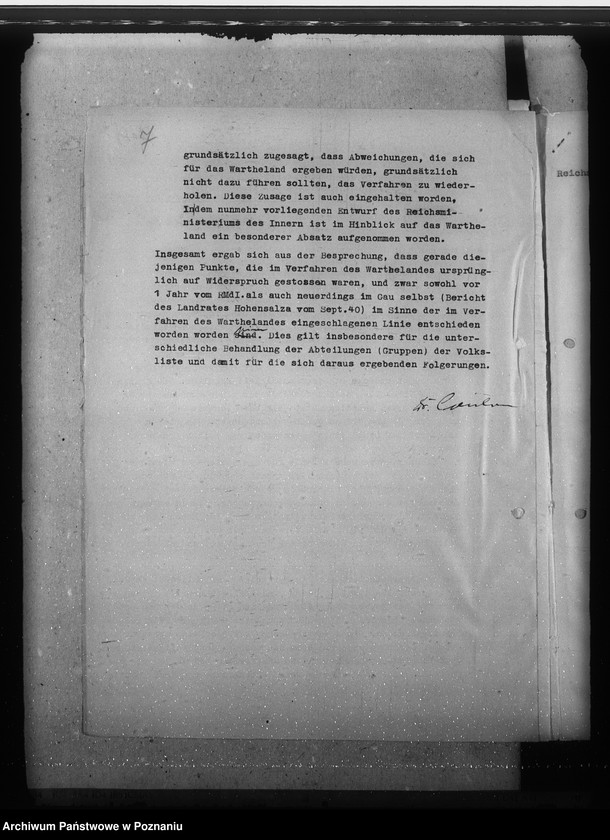 Obraz 11 z jednostki "Zarządzenia, wytyczne i korespondencja w sprawach ogólnych niemieckiej listy narodowej"