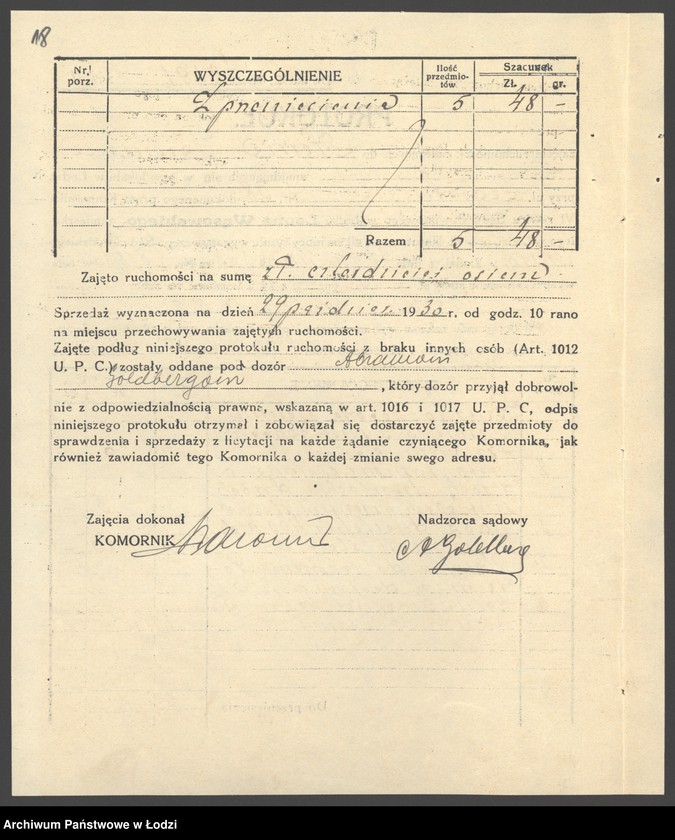 Obraz 20 z jednostki "Hersz Tauman- prowadzenie domu ekspedycyjnego"