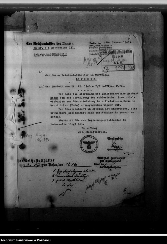 Obraz 8 z jednostki "Abordnung und Abordnungsaufhebung des Landessekretärs Herbert Sicha"