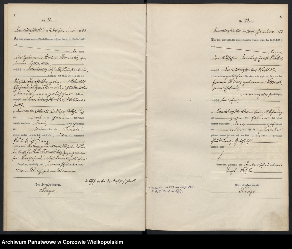 Obraz 14 z jednostki "Geburts Register"