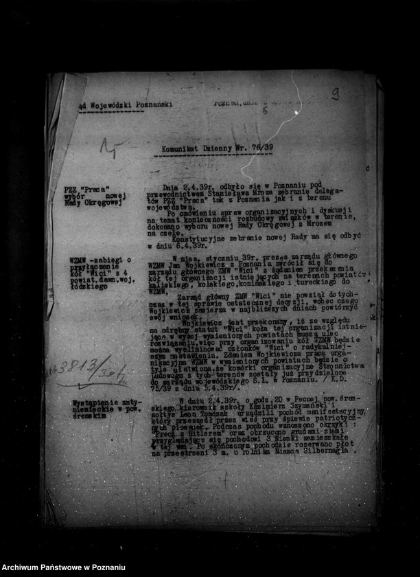 Obraz 12 z jednostki "Komunikaty meldunki dzienne sytuacyjne 76-98/39, 100-105/39"