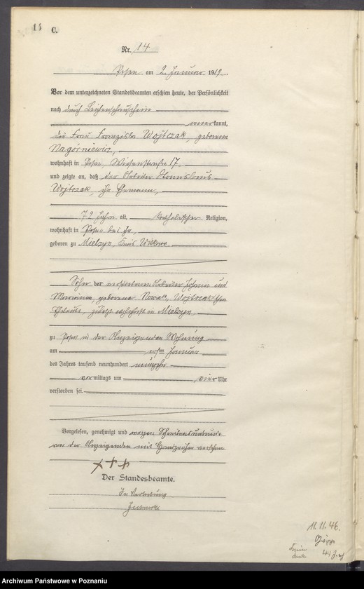 Obraz 16 z jednostki "Księga miejscowa zgonów tom I [Rejestr główny zgonów]"