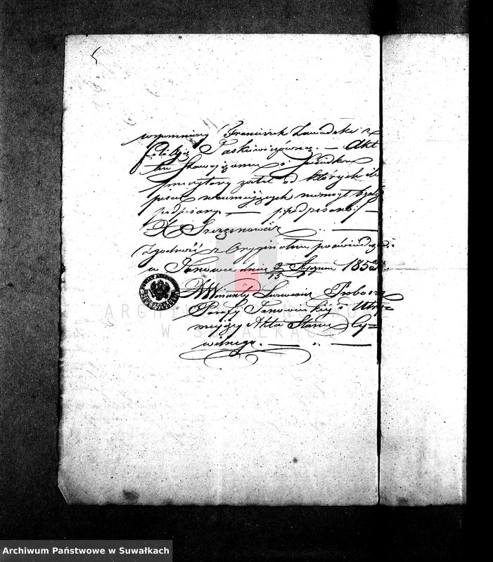 image.from.unit.number "Dowody do Aktów Małżeństwa Parafii Suwalskiej z Roku 1853."