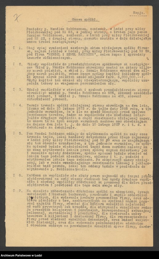 Obraz 9 z jednostki "Mendel i Szmul Rabinson- sprzedaż manufaktury"