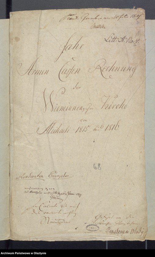 image.from.unit.number "Jahr Armen Cassen Rechnung der Widminnschen Kirche"