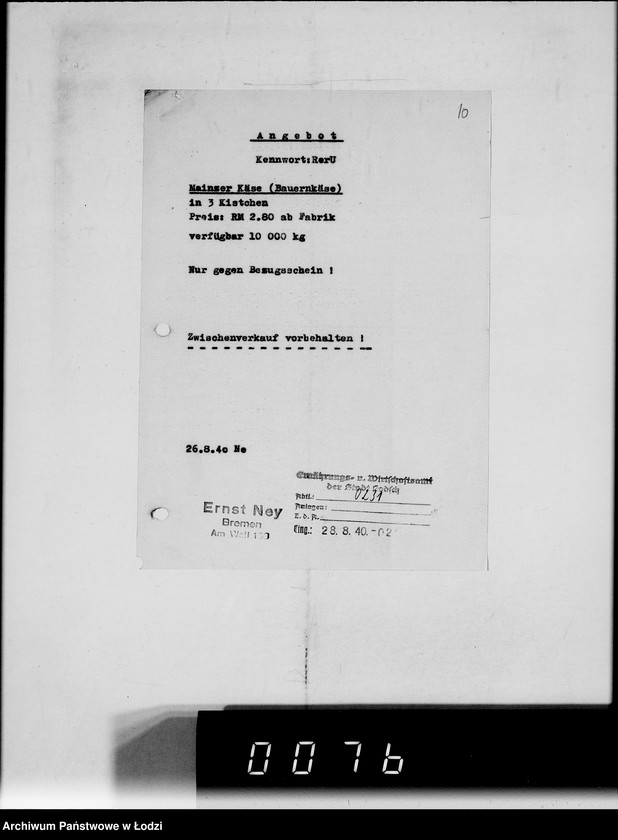 Obraz 14 z jednostki "Akten betr.Correspondenz mit dem Ältesten der Juden.Vom Schreiben Nr.1-1000"