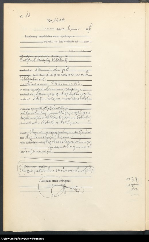 Obraz 20 z jednostki "Księga miejscowa zgonów tom III [Rejestr główny zgonów]"