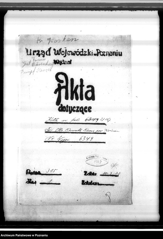 Obraz 4 z jednostki "Majątek Borowo pow. kościański własność O. Bernutha nr woj. kotła 6349"