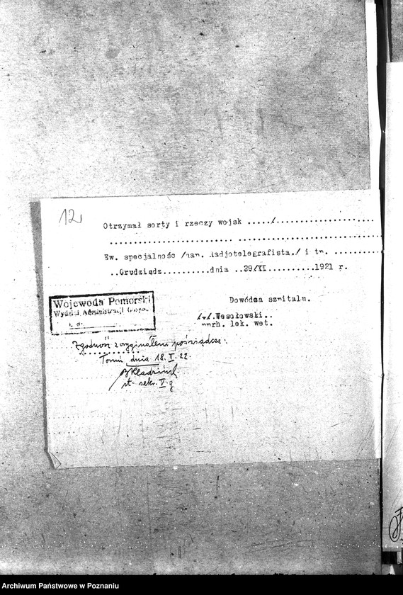 Obraz 16 z jednostki "Pow. lekarz Weterynaryjny Chojnice"