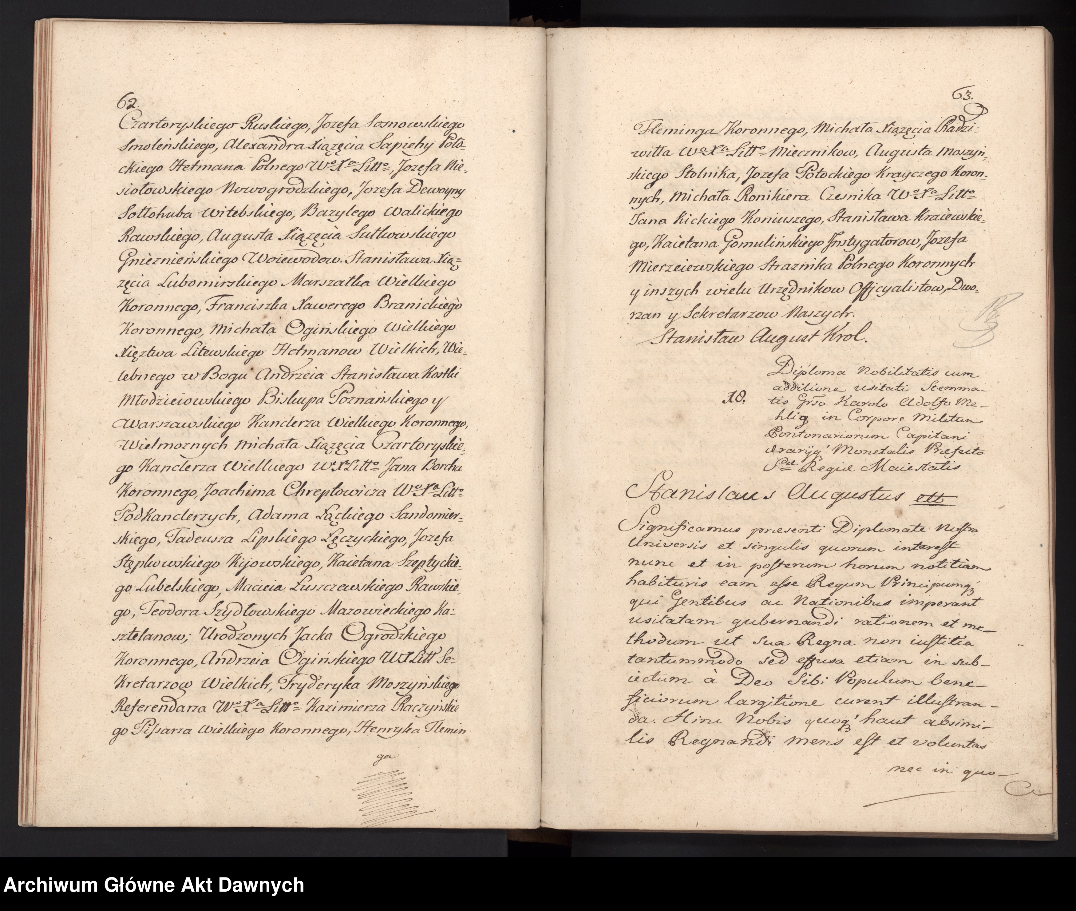 Skan z jednostki: Księga podkanclerzego Joachima Chreptowicza (potwierdzenia przywilejów, nobilitacje, indygenaty).