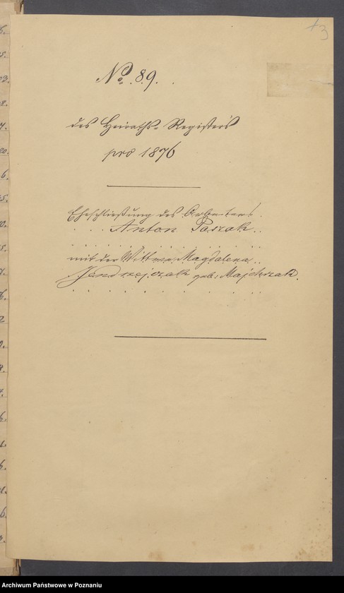 Obraz 5 z jednostki "Die von den Verlobten beigebrachten Urkunden zur Eheschliessung pro 1876"