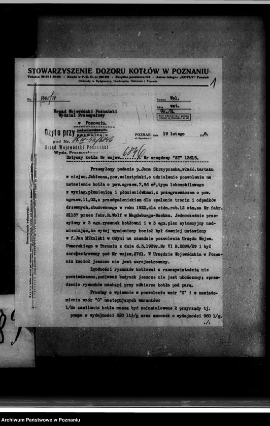 Obraz 5 z jednostki "Tartak J. Skrzypczaka w Jabłonnie powiat wolsztyński nr woj. kotła 6846"