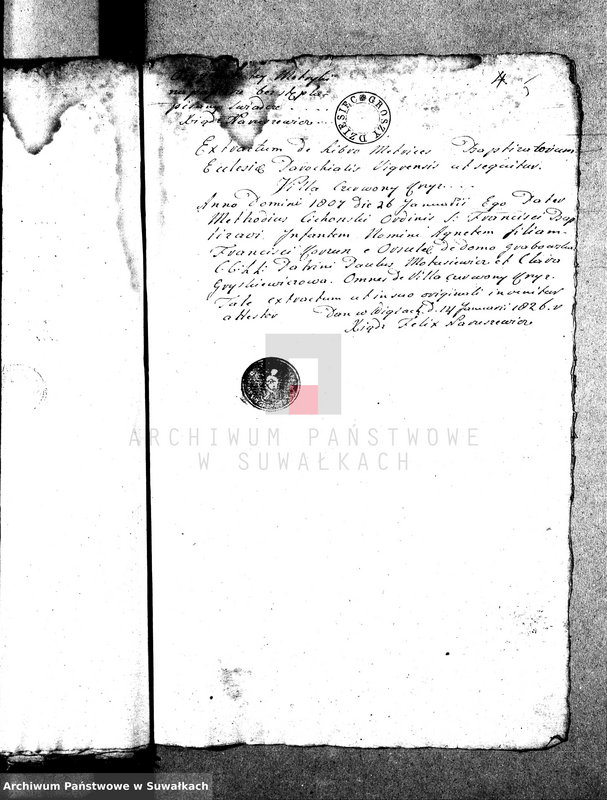 image.from.unit.number "Dowody służące do Aktów Ślubnych Gminy Wigierskiey na Rok 1826."