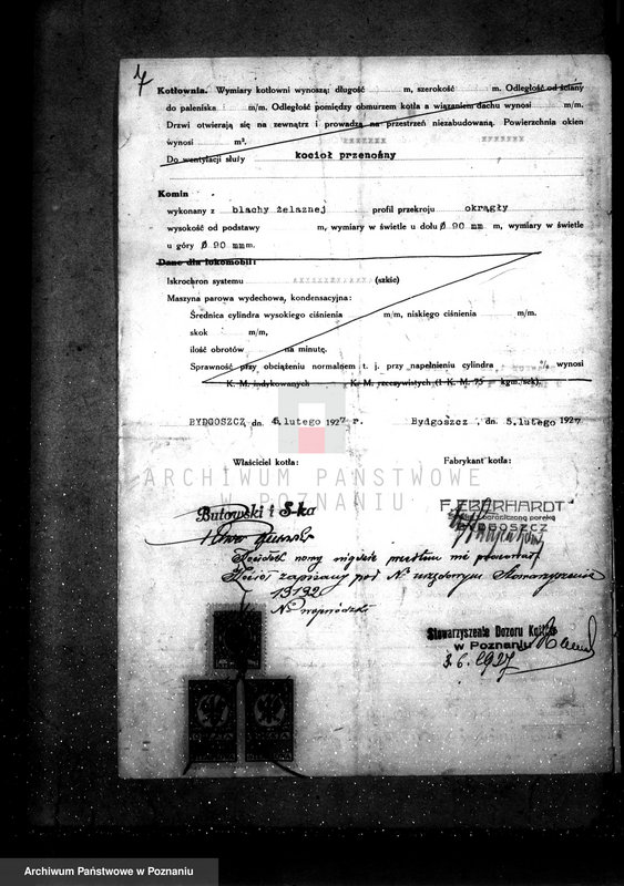 Obraz 11 z jednostki "Zakład Wulkanizacyjny Butowskiego i Ska w Bydgoszczy - nr woj. kotła 5957"