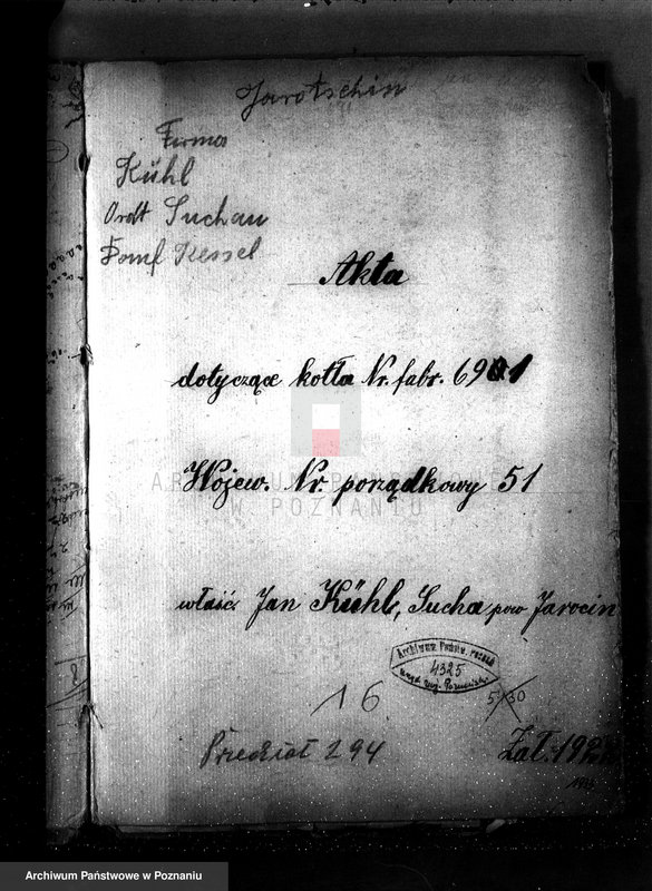 Obraz 4 z jednostki "Młyn p. Kiehla z Suchej pow. jarociński nr fabr 6901, nr woj. 51"