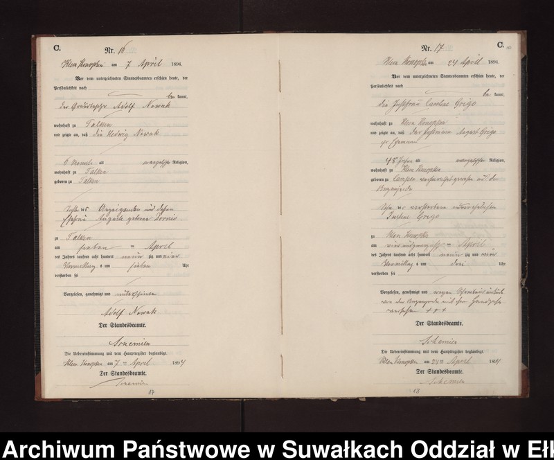 image.from.unit.number "Sterbe-Neben-Register des Preussischen Standes-Amtes Gross Konopken Kreis Loetzen"
