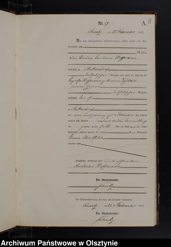 Obraz 20 z jednostki "Geburts-Neben-Register Nr 1 - 86"