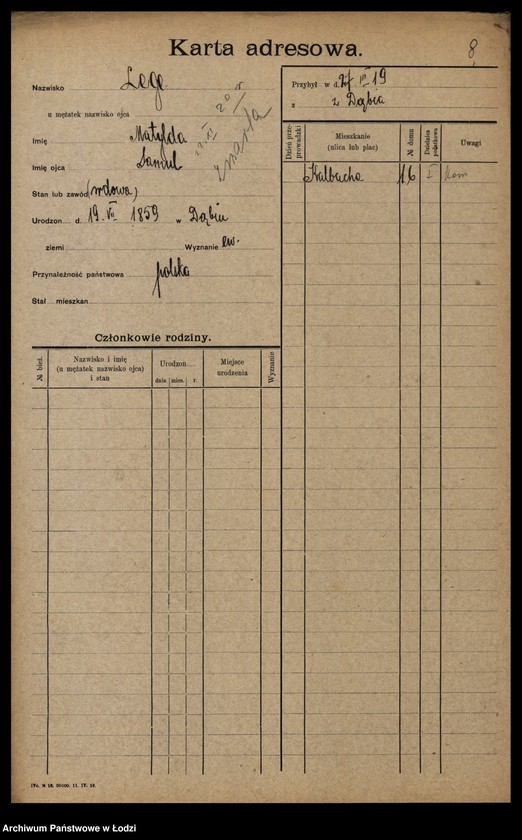 Obraz 10 z jednostki "[Spis ludności Łodzi] Legart - Lemke"