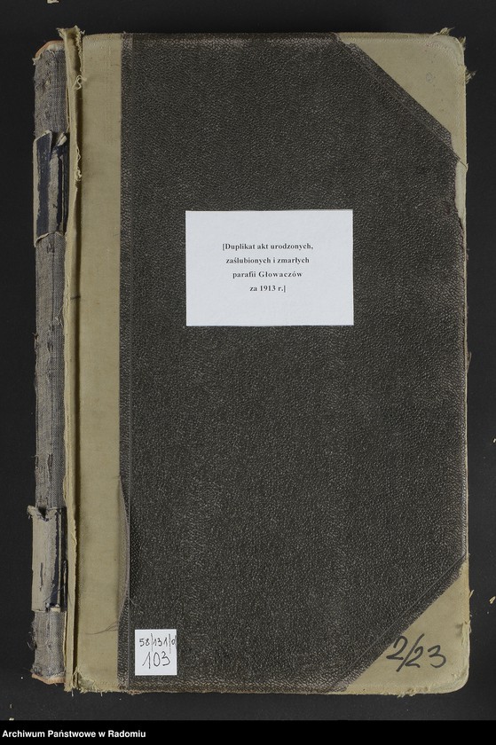 image.from.unit.number "[Duplikat akt urodzonych, zaślubionych i zmarłych parafii Głowaczów za 1913r.]"