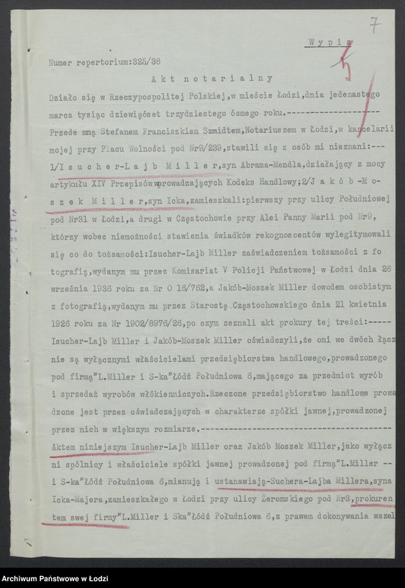 Obraz 9 z jednostki "Jakub Moszek Miller, Sucher Lajb Miller- wyrób i sprzedaż towarów włókienniczych"