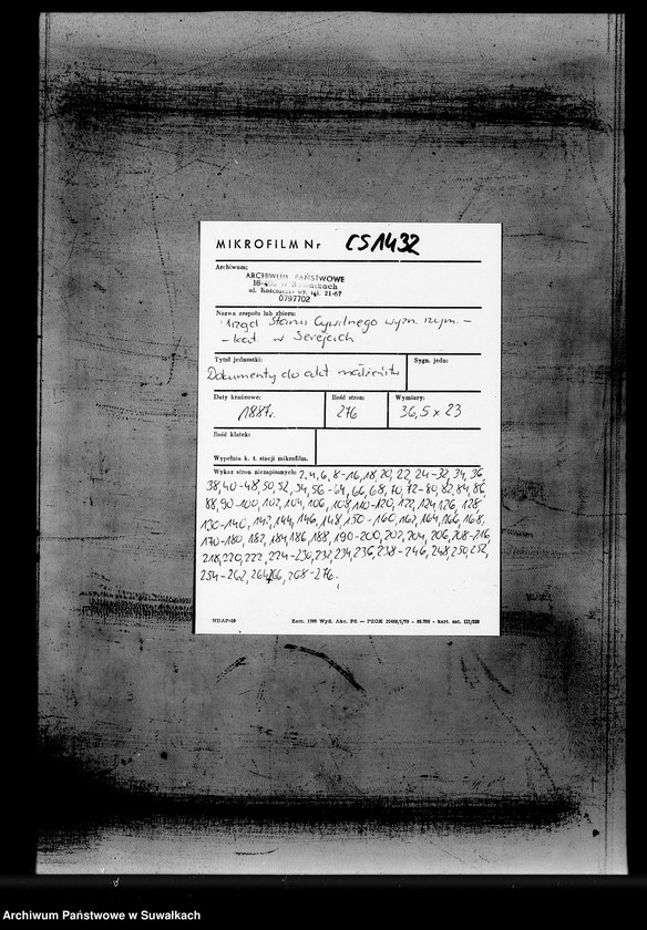 image.from.unit.number "Dokumenty k aktam Brakosočetavšichsja Serejskago Rimsko-Katoličeskago prichoda za 1887 god"