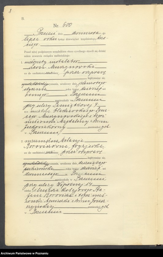 Obraz 10 z jednostki "Księga miejscowa małżeństw tom III [Rejestr główny małżeństw]"