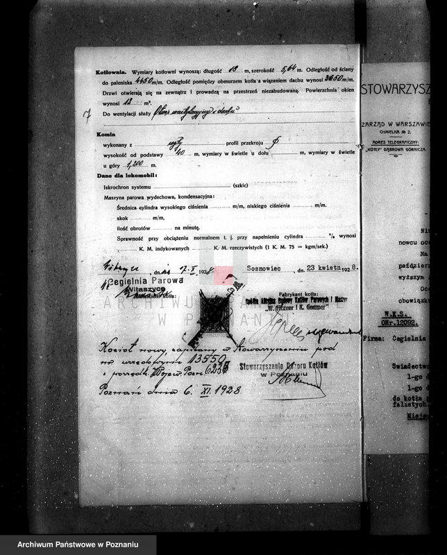 Obraz 12 z jednostki "Cegielnia Parowa Witaszyce pow. jarociński nr woj. kotła 6235"