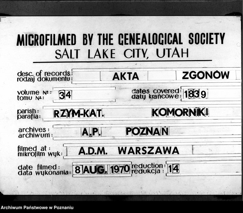 image.from.team "Akta stanu cywilnego Parafii Rzymskokatolickiej Komorniki (pow. poznański)"