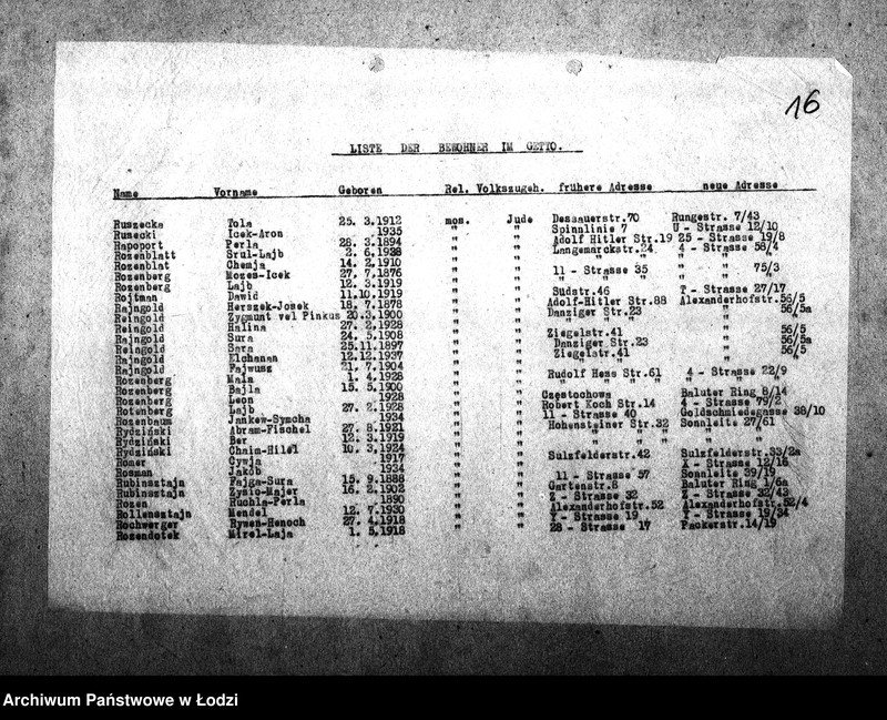 Obraz 20 z jednostki "[Alfabetyczny spis mieszkańców getta. Litera R]"