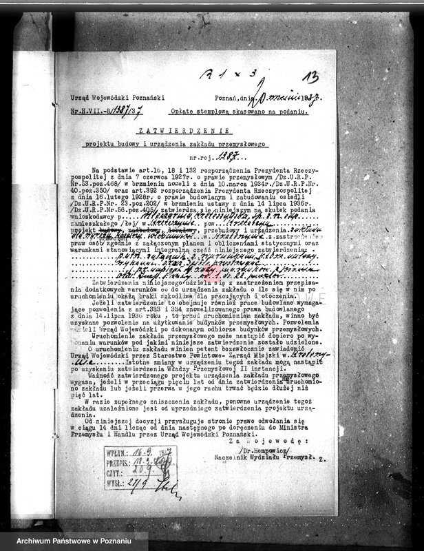 Obraz 18 z jednostki "Zatwierdzenie zakładu przemysłowego /mleczarnia/ w Krotoszynie /spółka z nieogr. odp"