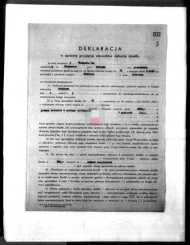 Obraz 11 z jednostki "/Deklaracje w sprawie przyjęcia warunków nabycia działki z parcelacji majątku Uścikowo w powiecie żnińskim"