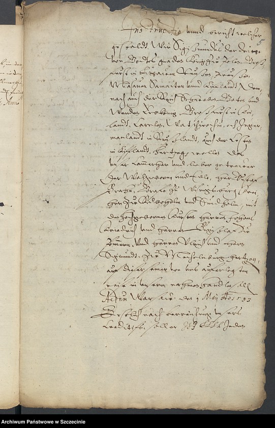 image.from.unit.number "Polnische Legation per Comitem Gustawum Brahe darin der König zu Polen und Schweden Herr Sigismund sich zu nachbarlicher Correspondenz mit Anmeldung I[hre] K[öniglichen] M[ajestät] Herr Vaters König Johannsen in Schweden tötlichen Abgang erganz und dergleichen bitten. Ultima Maij 1593"