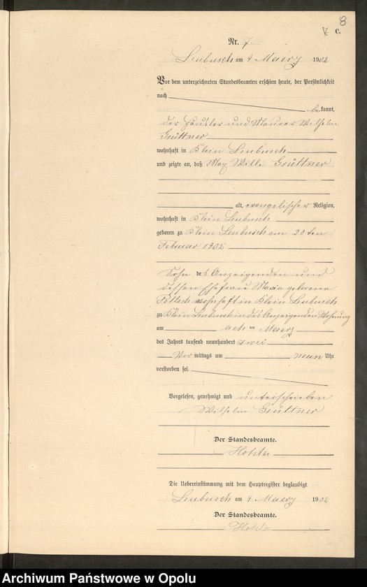 image.from.unit.number "Sterbe-Neben-Register Standes-Amt Leubusch 1902"